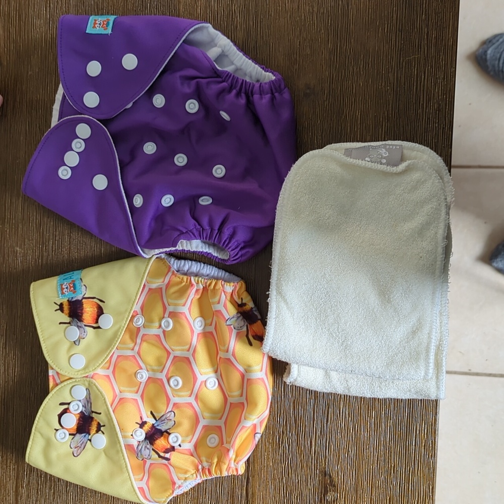 2 Alva Baby cloth diapers + 2 bamboo inserts
